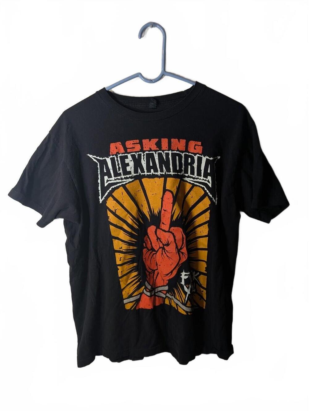 Asking Alexandria Middle Finger Black Metalcore Band T-Shirt